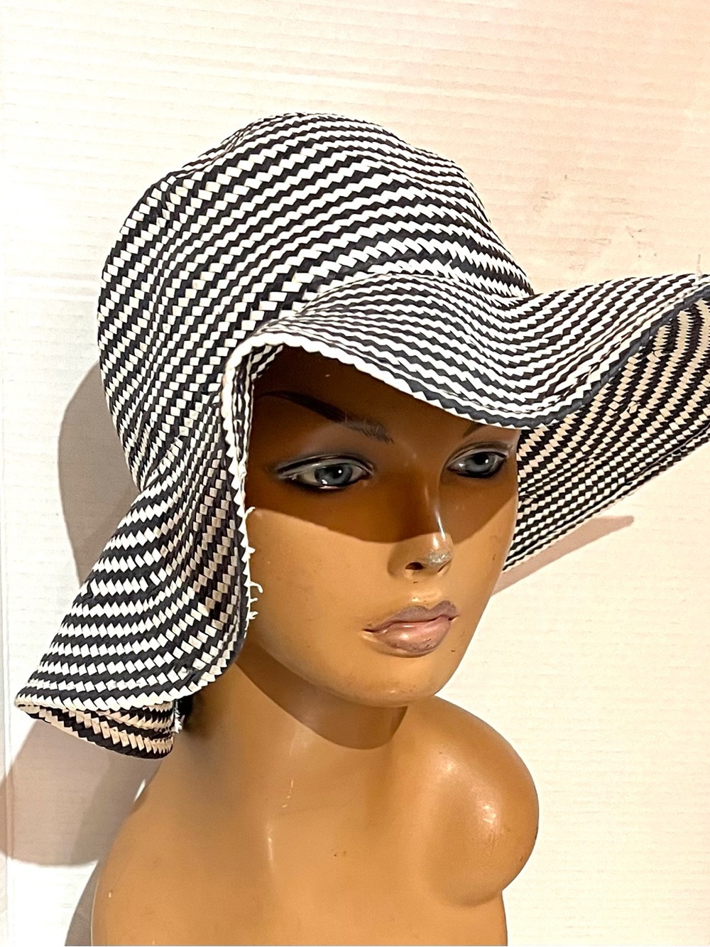 J. McLaughlin striped Woven Paper Striped Hat